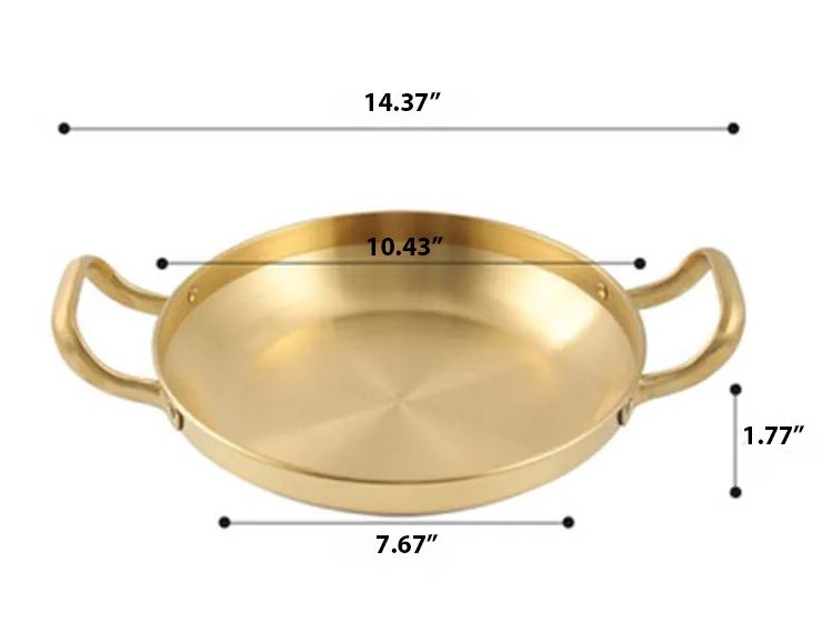 Elegant Brass Non Stick Cooking Pan With Handles / Ruchi