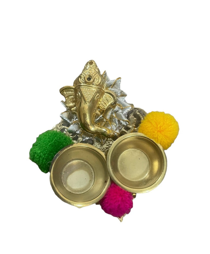 Divine Ganesha Raksha Bandhan Celebration Set With Thali, Rakhi And Lumba / Ruchi