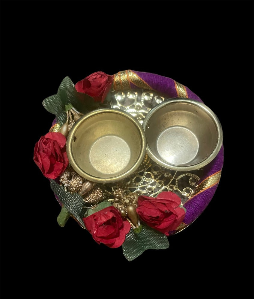 Complete Raksha Bandhan Thali Set with Rakhi, Roli, Chawal, and Dual Bowls / Ruchi