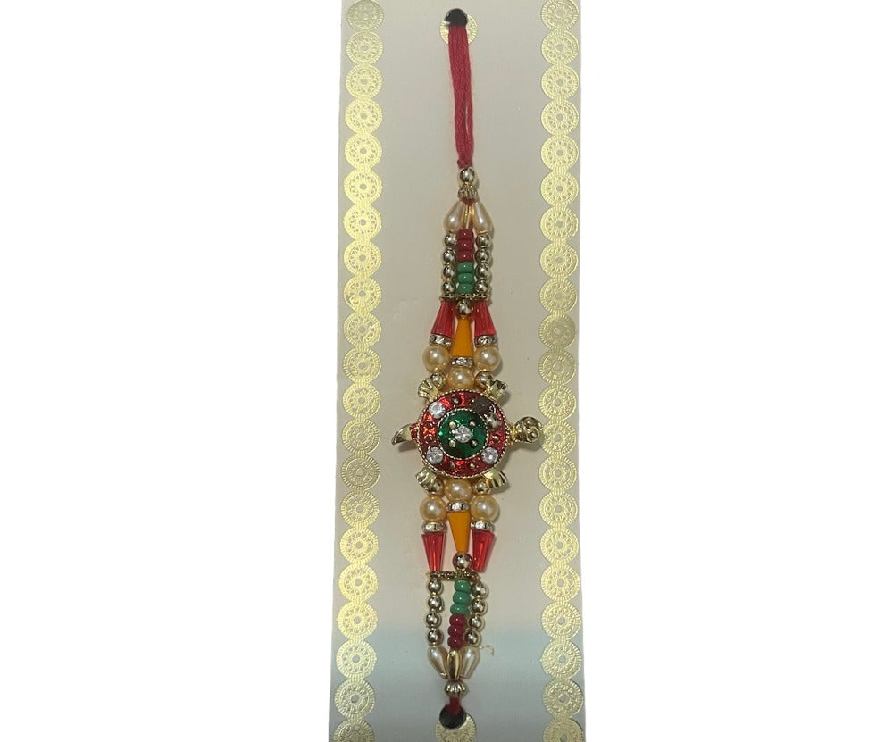 Set Of Raksha Bandhan Essentials With Adorned Thali Rakhi Roli / Ruchi