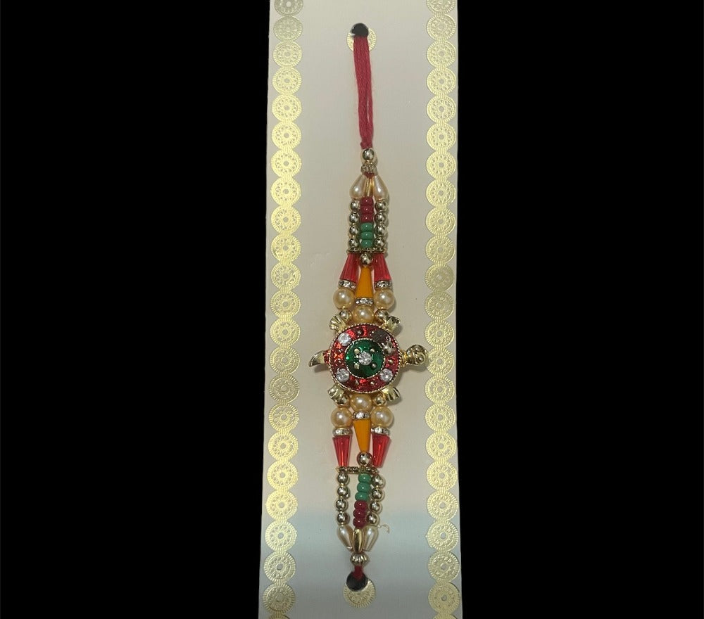 Set Of Raksha Bandhan Essentials With Adorned Thali Rakhi Roli / Ruchi