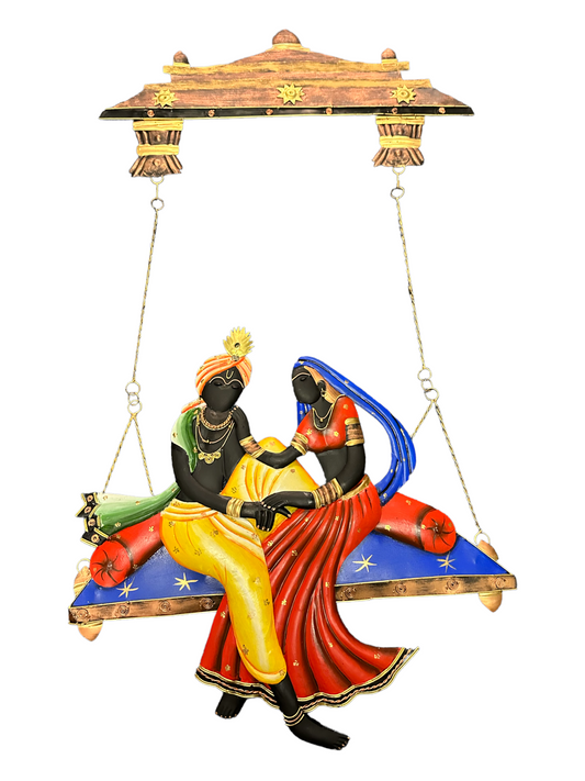 Enchanting Metal Wall Hanging Of Radha Krishna On A Swing / Ruchi