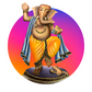 Multicolored Dancing Lord Ganesha Metal Wall Hanging For Good Luck / Ruchi