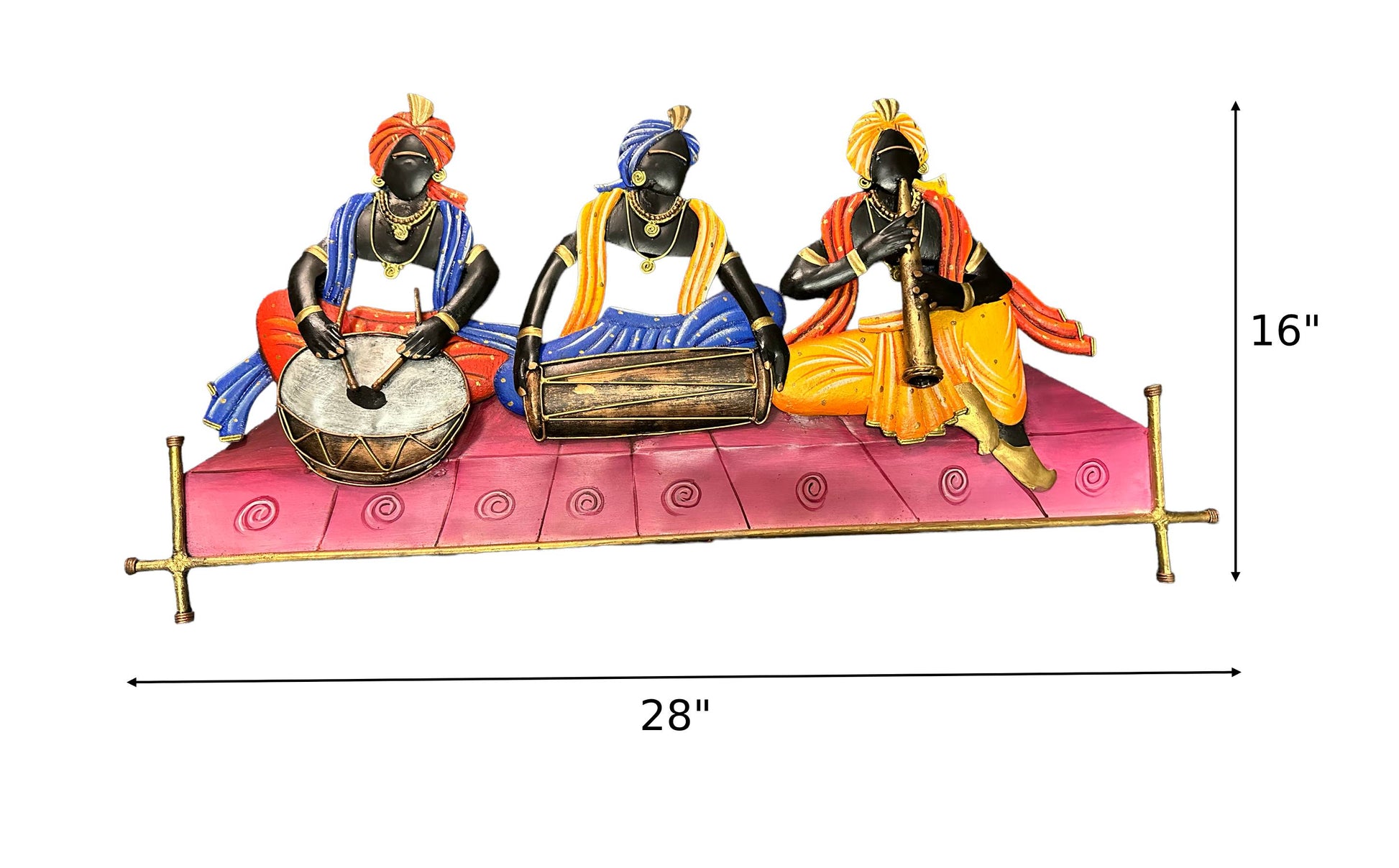 Handcrafted Metal Wall Hanging Of 3 Musicians Playing Instruments / Ruchi