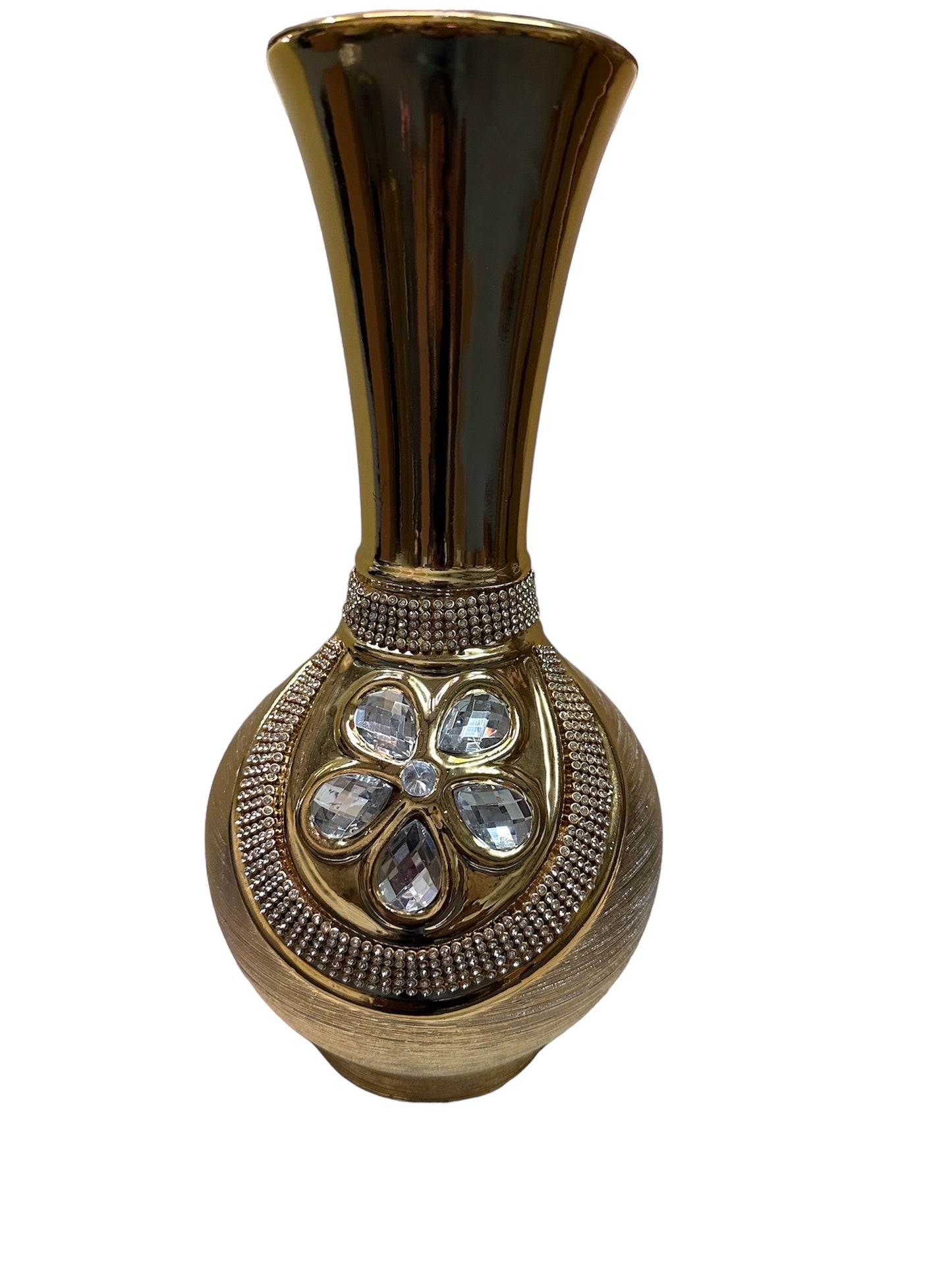 1 Pc Antique Gold Painted Ceramic Flower Vase / Ruchi