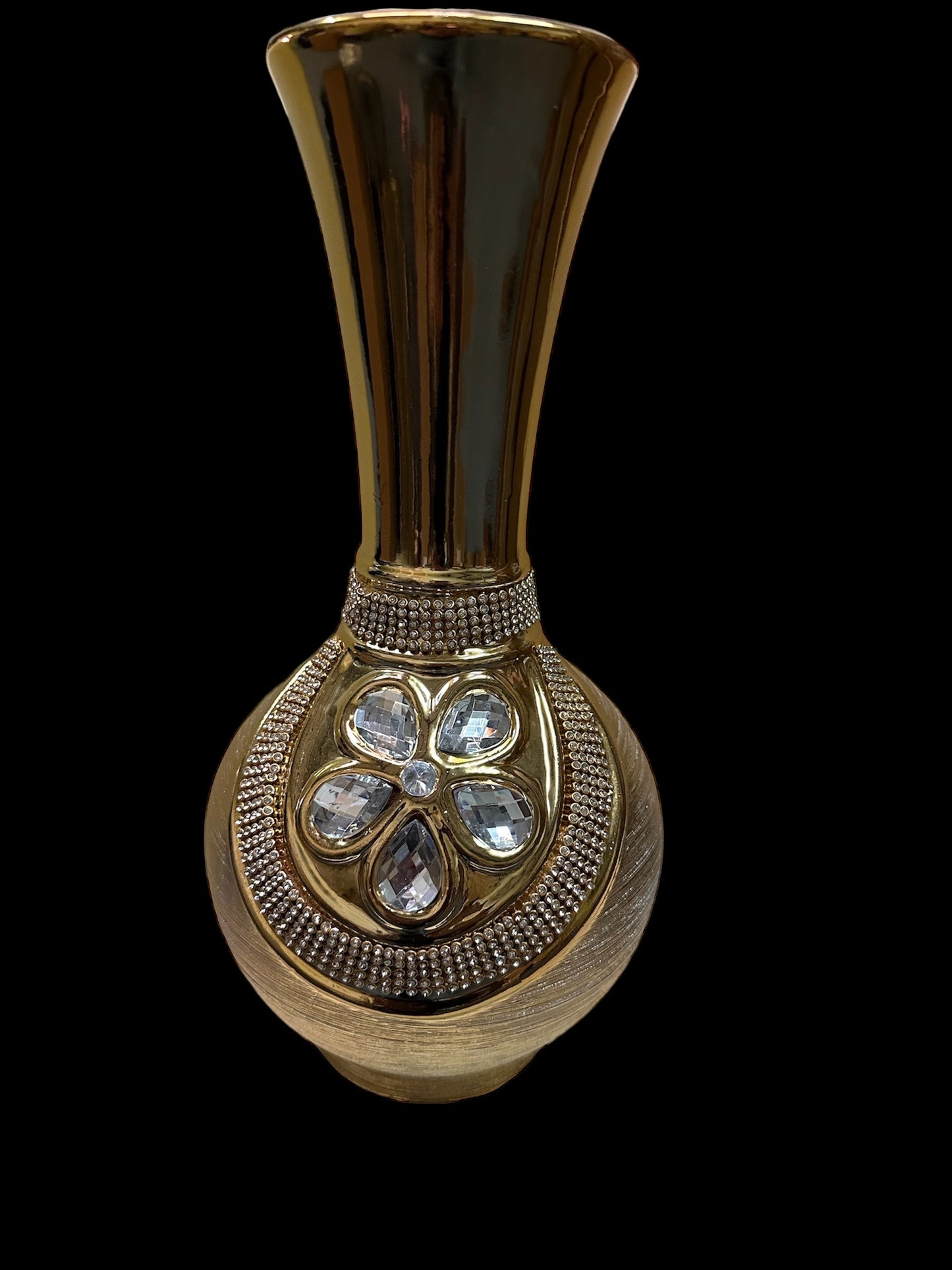 1 Pc Antique Gold Painted Ceramic Flower Vase / Ruchi