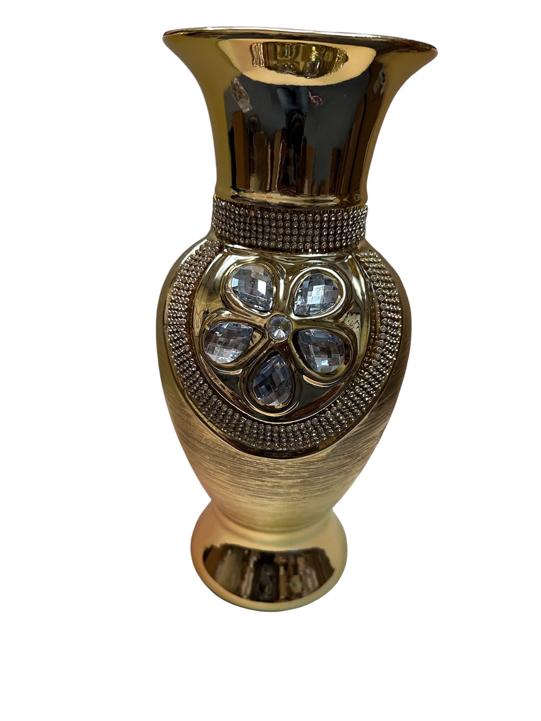 1 Pc Exquisite Gold Polished Ceramic Tabletop Vase / Ruchi