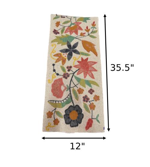 Enchanting Multicolor Floral Patch Beaded Table Runner / Ruchi