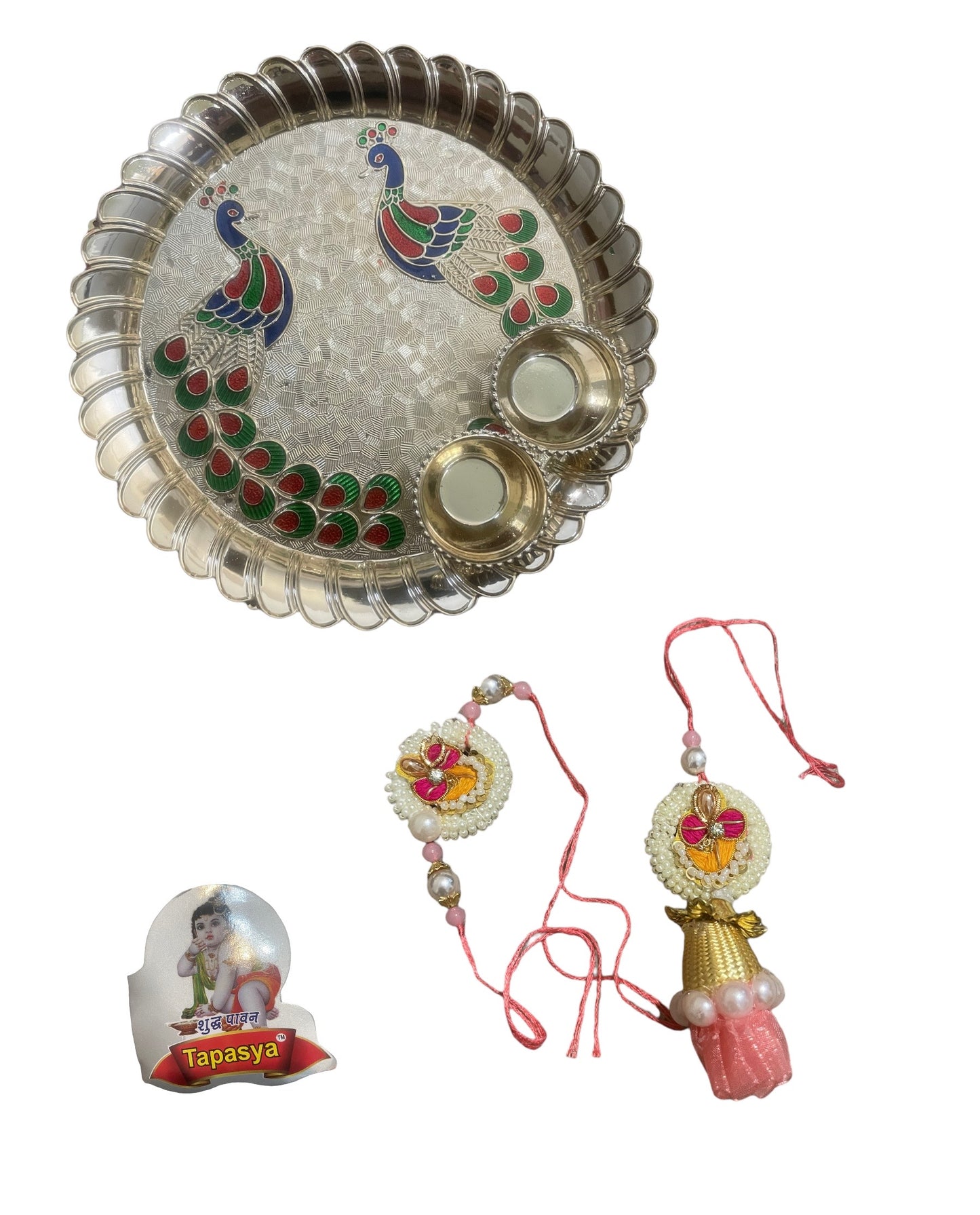 Traditional Set Of Thali With Rakhi And Lumba For Brothers & Sisters-In-Laws / Ruchi