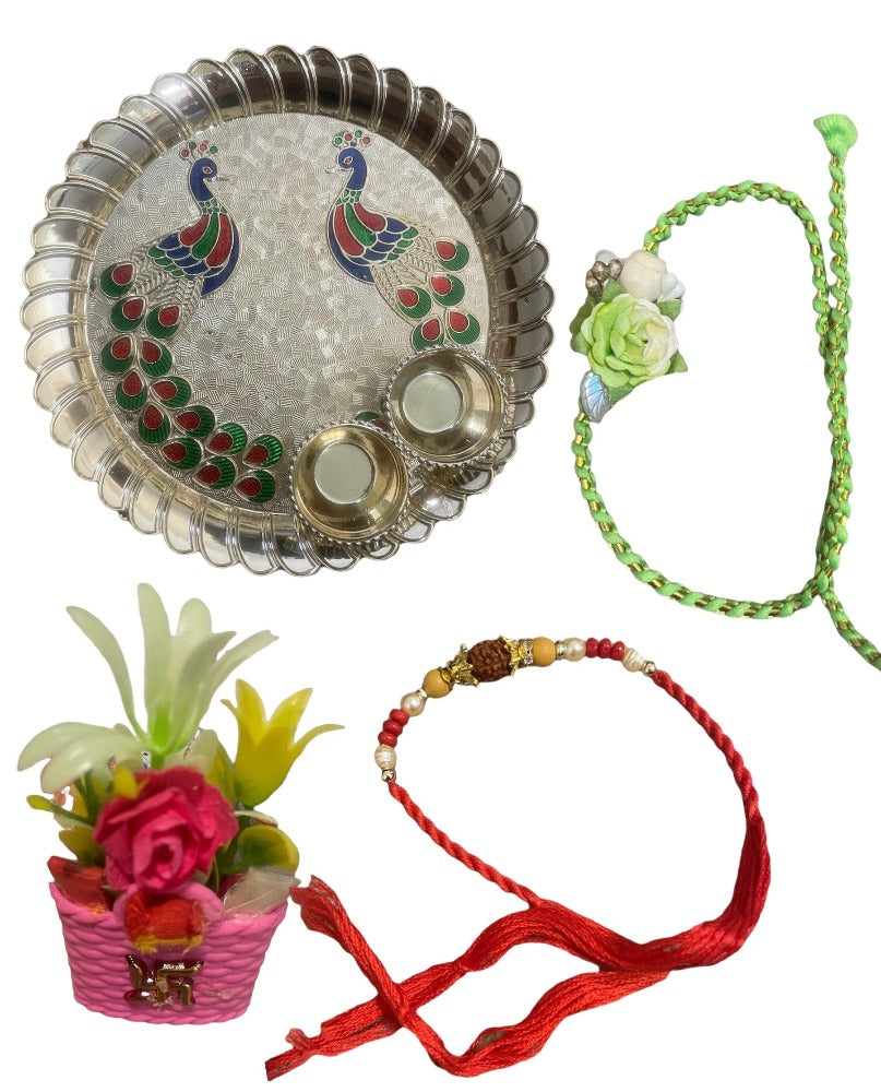 Elegant Raksha Bandhan Set Of Thali Rakhi And Vase / Ruchi