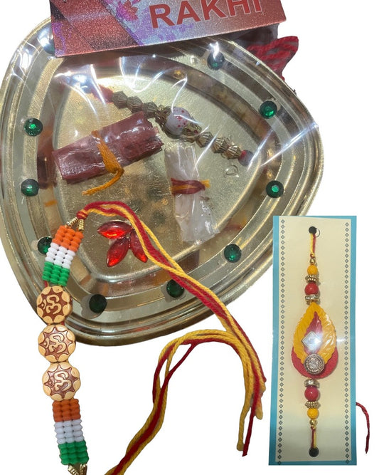 Exquisite Set Of Raksha Bandhan Thali With 2 Rakhi / Ruchi