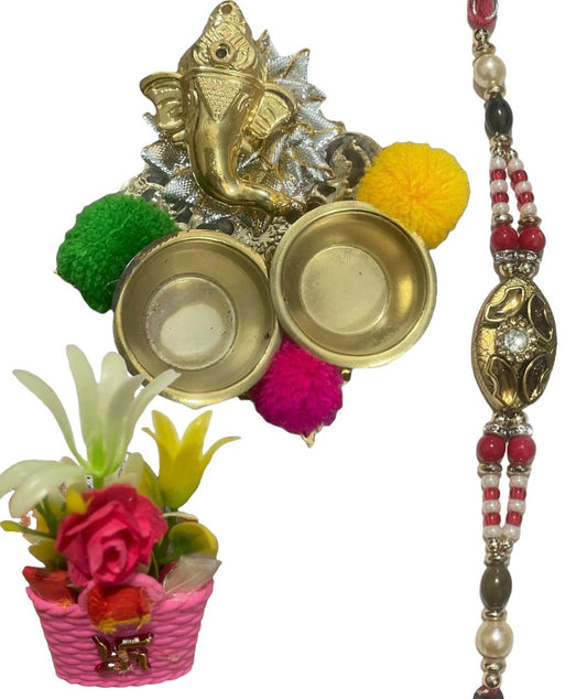 Complete Raksha Bandhan Set Of Thali Rakhi And Vase / Ruchi