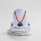 Big Colorful Pendant Orange Wooden Beaded Necklace And Hoop Earrings Set / Ruchi