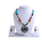 Big Circular Pendant Colorful Crystal Wooden Beaded Necklace And Earrings Set / Ruchi