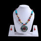 Big Circular Pendant Colorful Crystal Wooden Beaded Necklace And Earrings Set / Ruchi