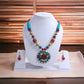 Big Circular Pendant Colorful Crystal Wooden Beaded Necklace And Earrings Set / Ruchi