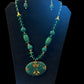 Elegant Blossoming Beauty Oval Green Pendant Beaded Necklace And Earrings Set / Ruchi