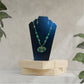 Elegant Blossoming Beauty Oval Green Pendant Beaded Necklace And Earrings Set / Ruchi