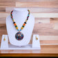 Big Circular Pendant Colorful Crystal Wooden Beaded Necklace And Earrings Set / Ruchi