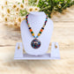 Big Circular Pendant Colorful Crystal Wooden Beaded Necklace And Earrings Set / Ruchi