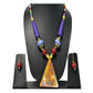 Enticing Triangular Multicolored Pendant Wooden Beaded Necklace And Earrings Set / Ruchi