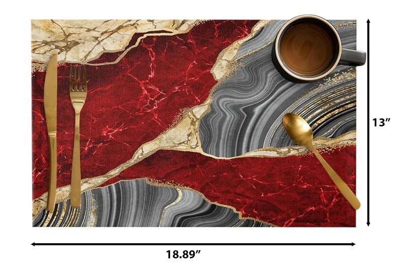 4 Pcs Marble Textured Scenic Design Polyester Placemats / Ruchi