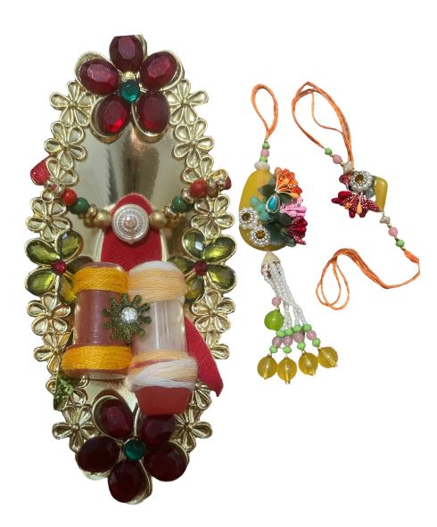 Set Of 2 Rakhi and 1 Lumba Pearl Design For Raksha Bandhan / Ruchi