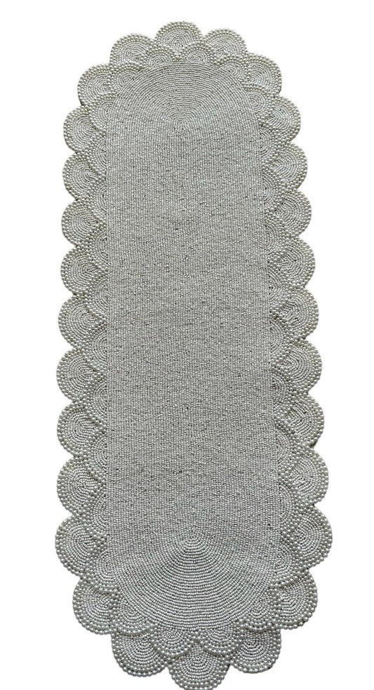 Breathtaking Grey Pearl Beaded Pack Of 1 Table Runner / Ruchi