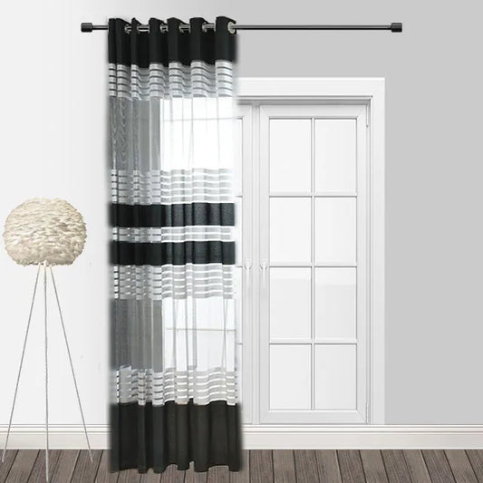 Black And White Stripes Tulle Translucidus Tulle Voile Window Curtain / Ruchi