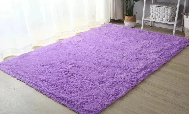 Appealing Design Solid Pattern Non-Slip Polyester Area Rug / Ruchi 