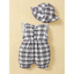 Cute Plaid Design Summer Polyester Outfit Set / Ruchi