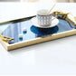 Agate Textured Golden Handled Glass Top Serving Tray / Ruchi