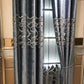 Captivating Crack Design Velvet Fabric Blue Tulle Window Curtain / Ruchi