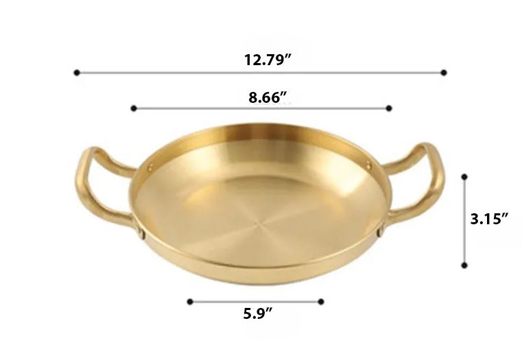 Elegant Brass Non Stick Cooking Pan With Handles / Ruchi