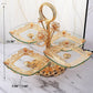 European Flower Carved Metal Fruit Stand With 4 Glass Trays / Ruchi