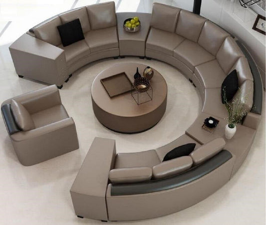 Contemporary Design Opulent Leather Round Sectional Sofa Set / Ruchi 