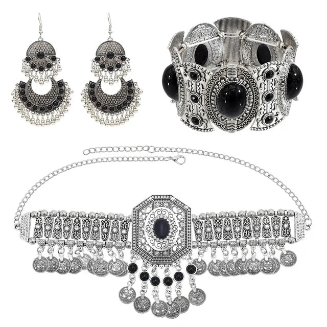 Bohemian Luxury Style Stone Carved Necklace Set / Ruchi