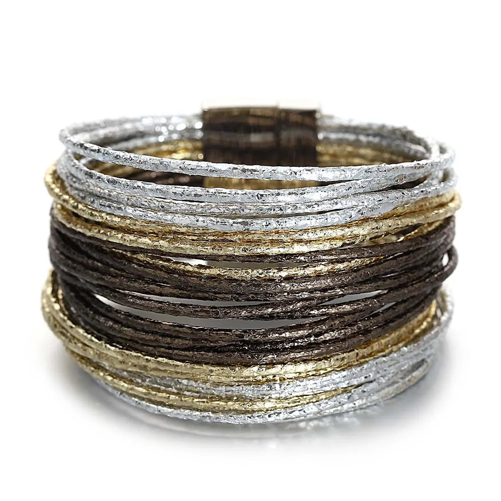 Charming Glittery Wrapped Leather Bracelet / Ruchi