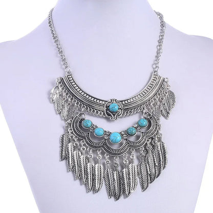 Bohemian Leaf-Shaped Vintage Necklace