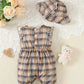 Cute Plaid Design Summer Comfy Polyester Outfit Set / Ruchi 