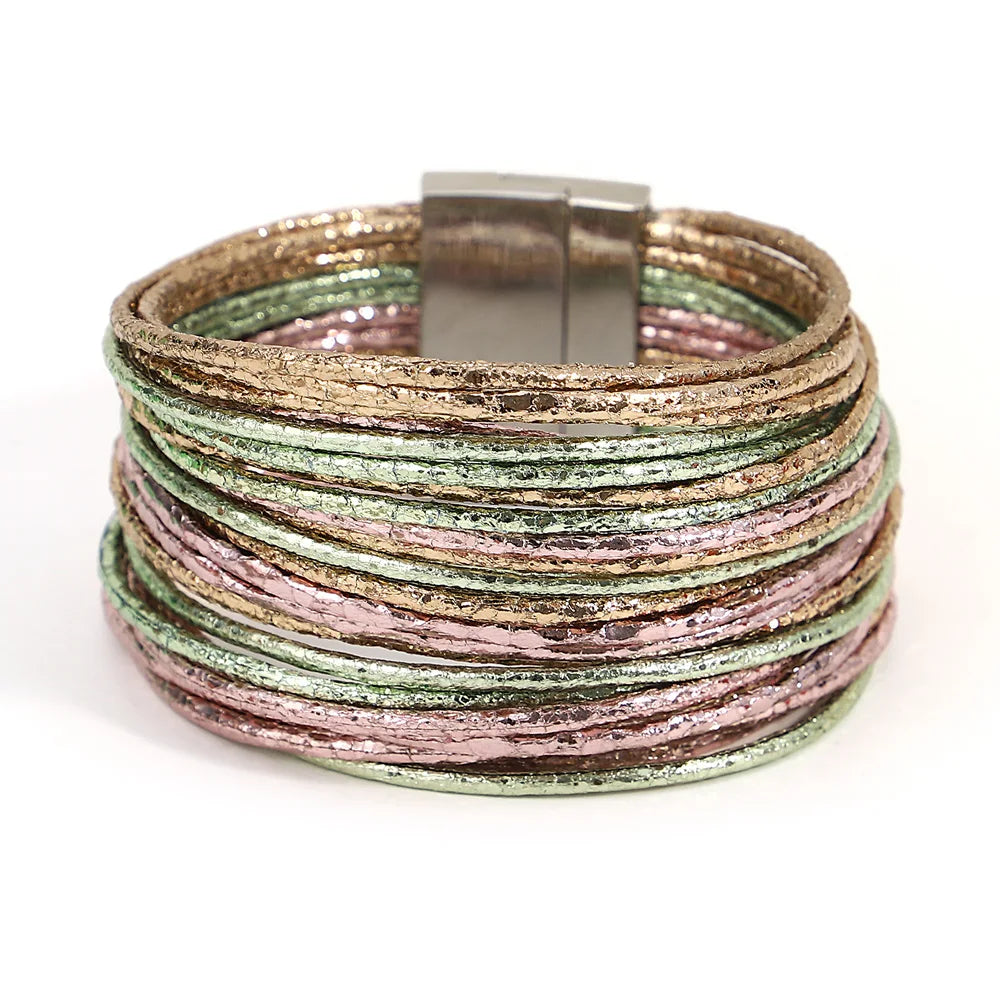 Charming Glittery Wrapped Leather Bracelet / Ruchi