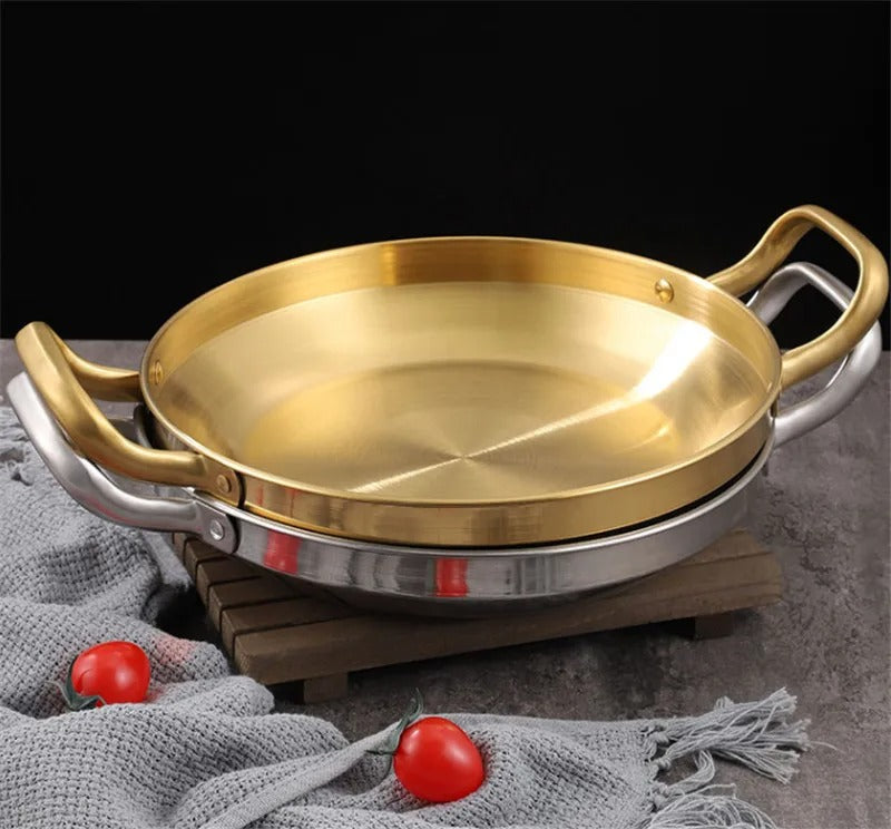 Elegant Brass Non Stick Cooking Pan With Handles / Ruchi