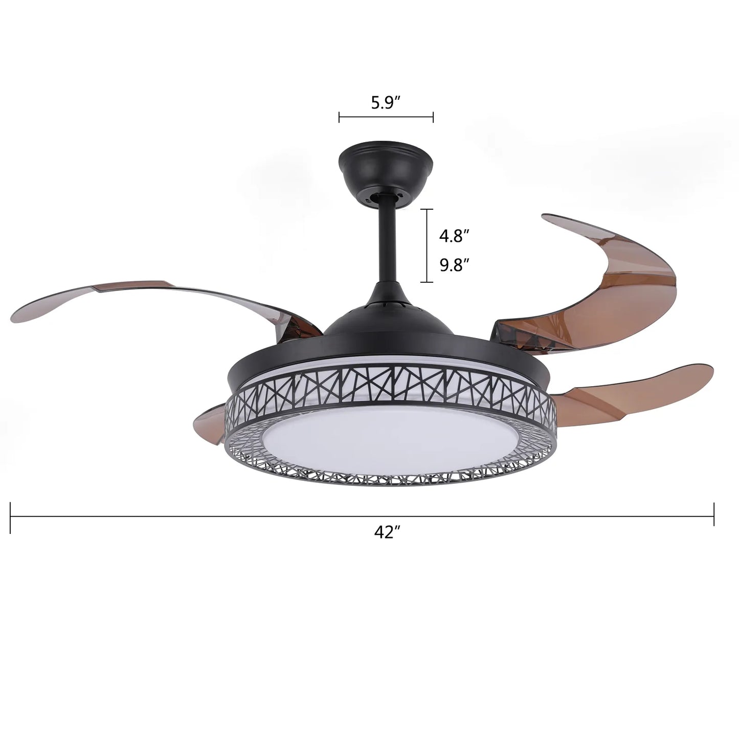 42 Inches Remote Controlled Retractable Fan Chandelier / Ruchi