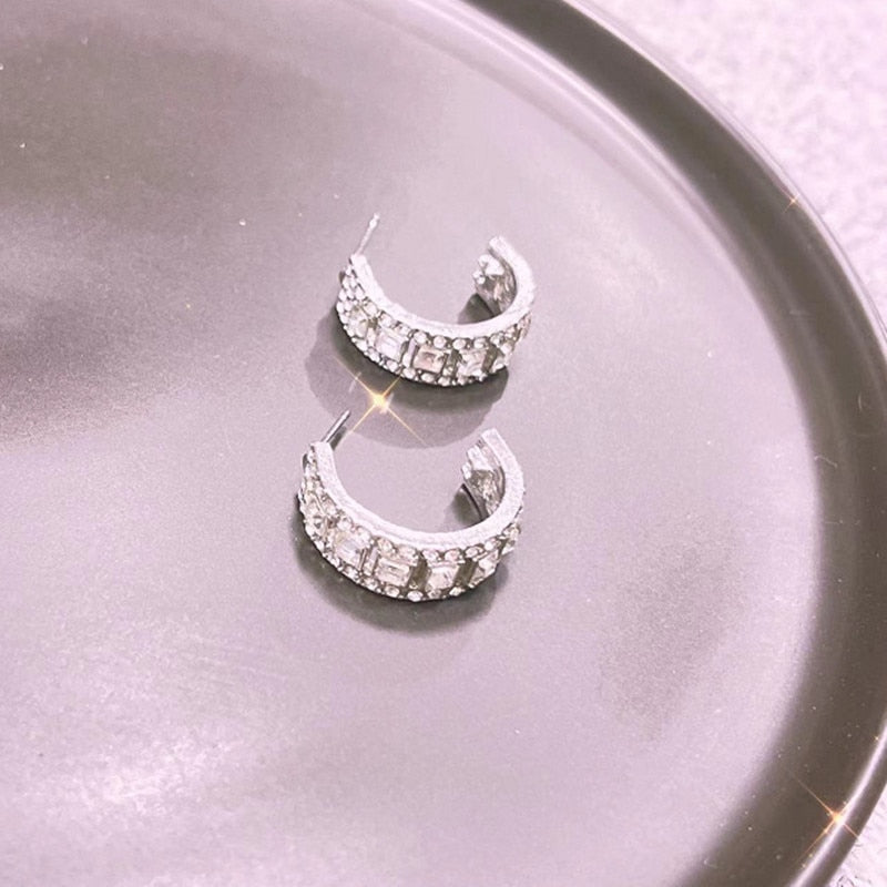 Enticing Cubic Zirconia Metal Round Hoop Earrings / Ruchi