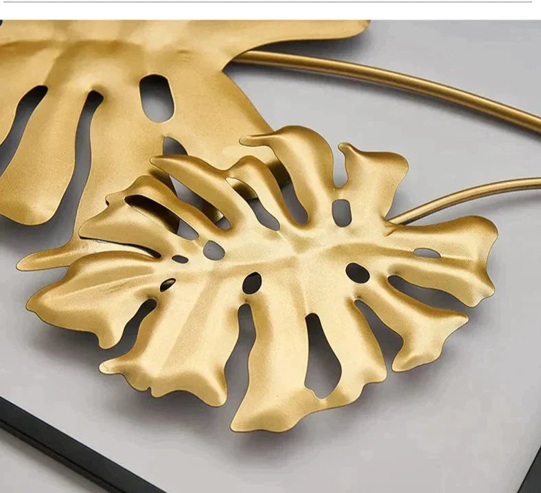 Enchanting Leaf Articraft Golden Metal Wall Hanging / Ruchi