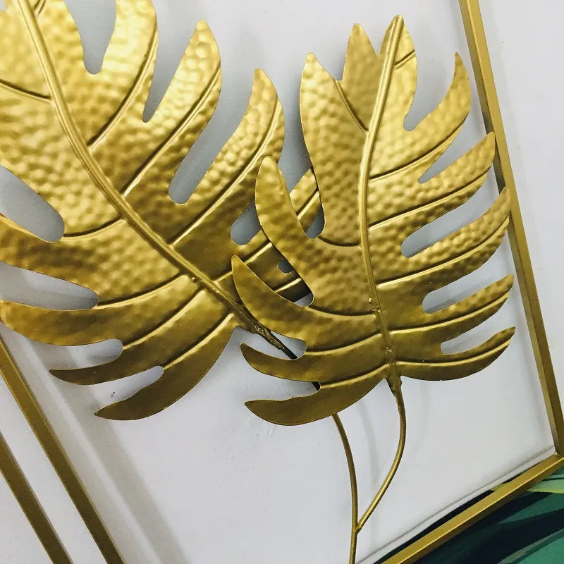 Captivating Leaf Inspired Golden Metal Wall Hanging / Ruchi