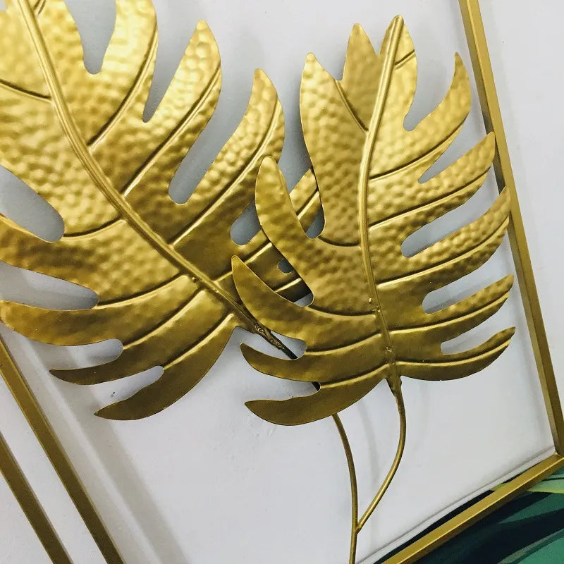 Enticing Handcrafted Leaf Style Golden Metal Wall Hanging / Ruchi