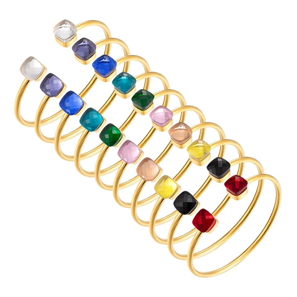 Colorful Inlay Crystal Metal Cuff Bracelet For Women / Ruchi
