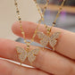 Enchanting Double Layered Crystal Figurine Pendant Clavicle Metal Necklace / Ruchi