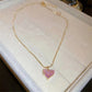 Endearing Pink Crystal Love Pendant Golden Metal Necklace / Ruchi